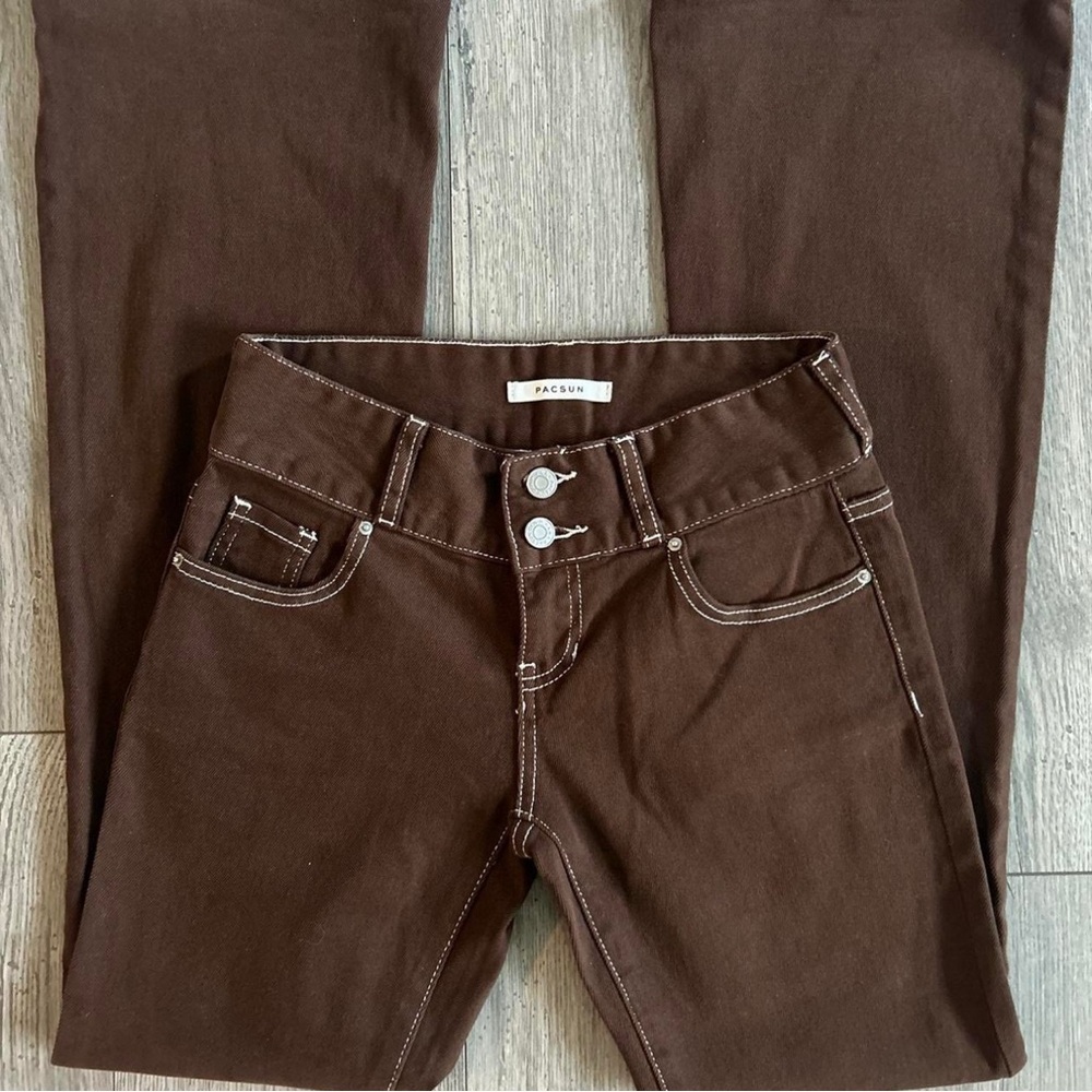 PacSun Low Waisted Flare Jeans Brown